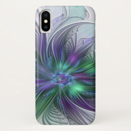 Capa Para iPhone Da Case-Mate Flor Verde Roxo Moderna Abstrato de Arte Fractal