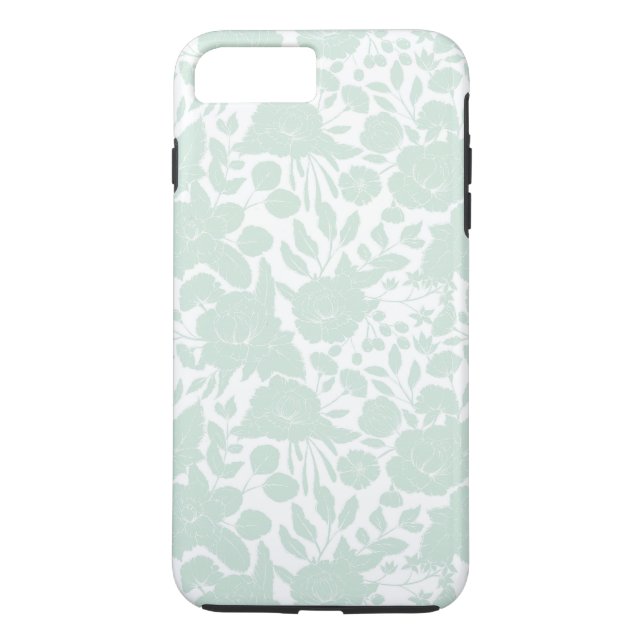 Capa Para iPhone, Case-Mate Floral à moda branco verde pastel elegante do (Verso)