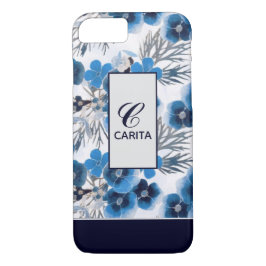 Capa iPhone 8/7 Floral Azul Personalizado
