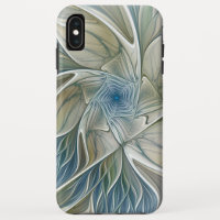 Floral Dream Pattern Abstrato Blue Khaki Fractal