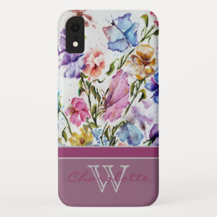 Capa Para iPhone Da Case-Mate Floral e borboleta modernas com nome de Rosa Monog