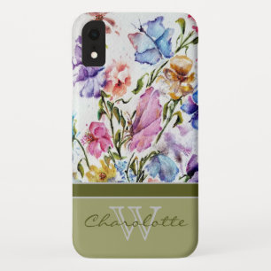 Capa Para iPhone Da Case-Mate Floral e Borboleta Modernas com Nome do Monograma 