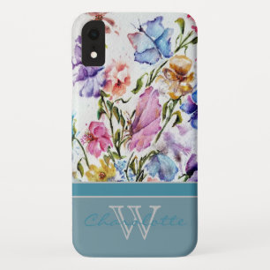 Capa Para iPhone Da Case-Mate Floral e Borboleta Modernas com Nome do Monograma