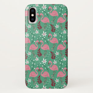 Capa Para iPhone Da Case-Mate Floral flamingo sem costura, padrão rosa verde