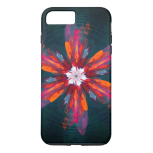 Capa iPhone 8 Plus/7 Plus Floral Flores de Mandala Laranja Vermelho Abstrato