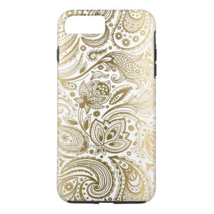 Capa Para iPhone Da Case-Mate Floral Paisley Da Vintagem Dourada E Branca