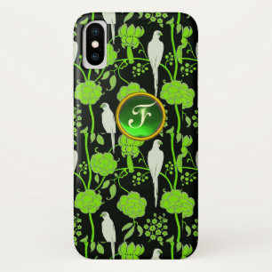 CAPA PARA iPhone DA Case-Mate FLORAL PRETO VERDE, MONOGRAMA DE PEDRA PRECIOSA