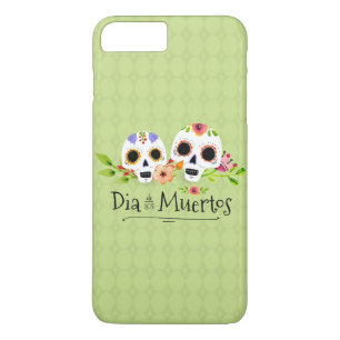 iPhone 8 Plus/7 Plus Floral Sugar Skulls Dia de Muertos   Capa para Cel