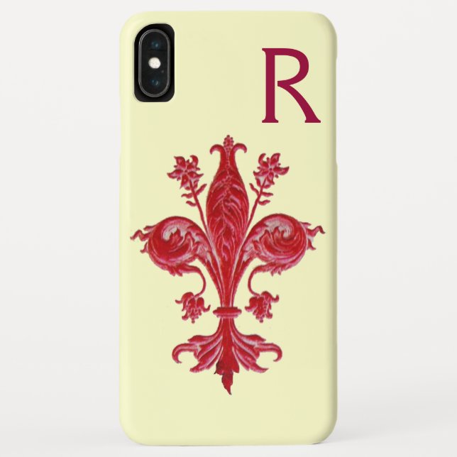 CAPA PARA iPhone, Case-Mate  FLORENTINA RED LILY FLEUR DE LIS MONOGRAM (Verso)