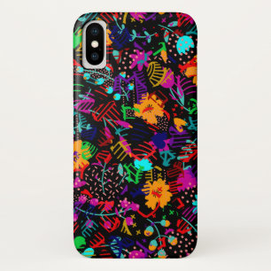 Capa Para iPhone Da Case-Mate Flores abstratas coloridas pretas bonitos