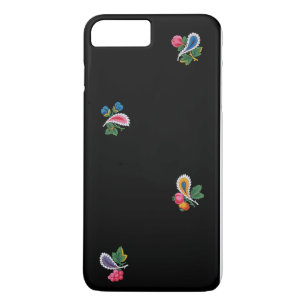 Capa iPhone 8 Plus/7 Plus Flores Brilhantes, Folhas e Folhas Negras Fabulosa