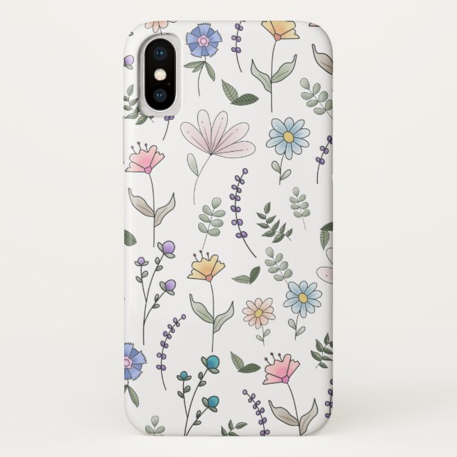 Capa Para iPhone, Case-Mate Flores de aguarela desenhadas à mão na primavera (Verso)