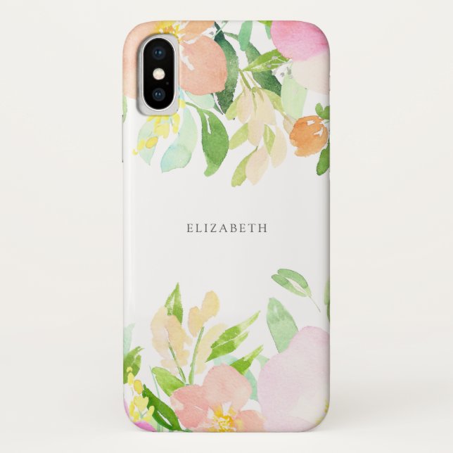 Capa Para iPhone, Case-Mate Flores de Aquarela de Densidade | Pastel Floral (Verso)