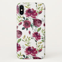 Flores de Borgonha de Aquarela | Padrão Floral