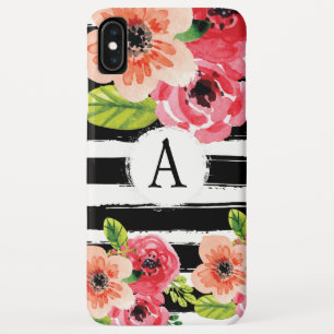 Capa Para iPhone Da Case-Mate Flores De Cor De Água, Pretas, Monogramas, De List