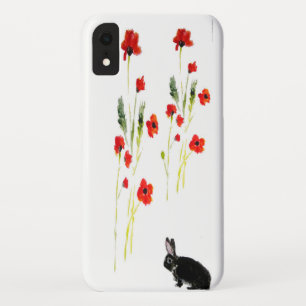 Capa Para iPhone XR Flores de Papoila Coelho Floral
