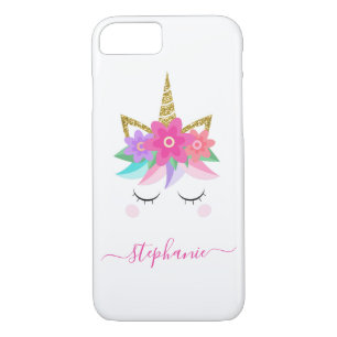 Capa iPhone 8/7 Flores do Unicórnio Douradas - Lente Personalizada