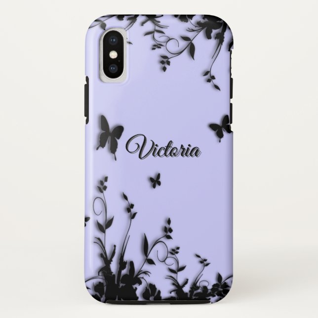 Capa Para iPhone, Case-Mate Flores em Borboletas Azul Pessoal (Verso)