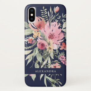 Capa Para iPhone X Flores florais da aguarela do primavera com seu