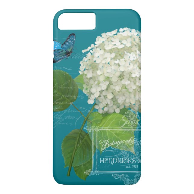Capa Para iPhone, Case-Mate Flores Florais Hydrangea Borboleta Script (Verso)