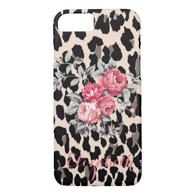 Capa Para iPhone, Case-Mate Flores Modernas Bonitas Sobre Leopardo Personaliza (Verso)