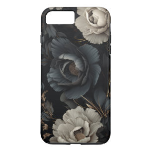 Capa iPhone 8 Plus/7 Plus Flores Pretas e Brancas