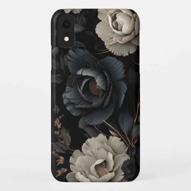 Capa Para iPhone, Case-Mate Flores Pretas e Brancas (Verso)