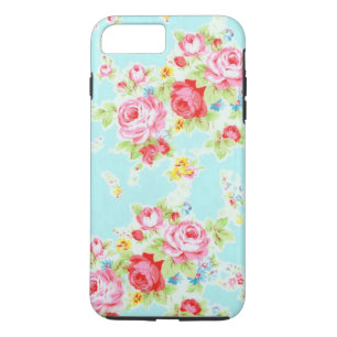 Capa iPhone 8 Plus/7 Plus Flores rosa azuis, flores azuis-quic-chic, shabby