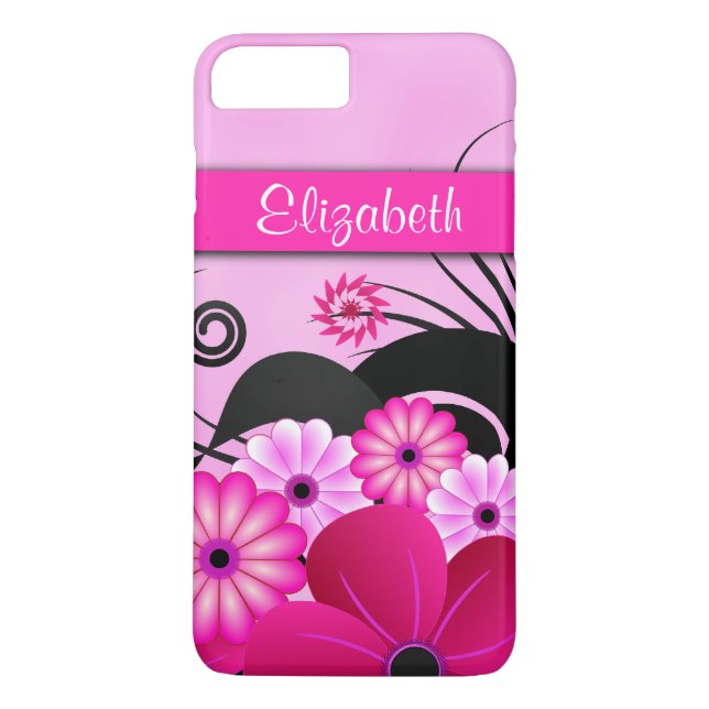 Capa Para iPhone, Case-Mate Flores Rosa Quente Brilhante Moderna Fuchsia Flora (Verso)