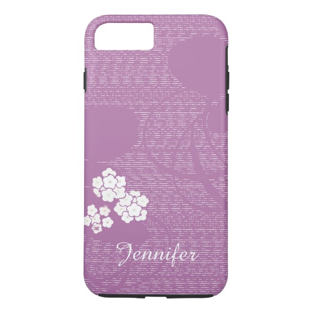 Capa Para iPhone, Case-Mate Flores roxas e brancas feitas sob encomenda com (Verso)