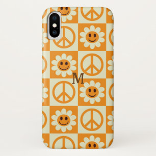 Capa Para iPhone Da Case-Mate Flores Sorridentes Xadrez Sinal de Paz Laranja Per