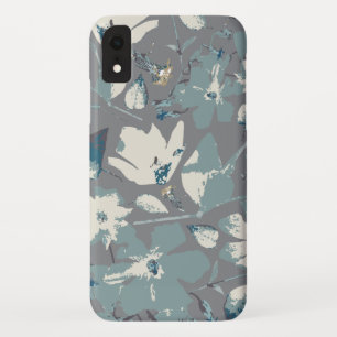 Capa Para iPhone Da Case-Mate Flores Vinhas Cinza Azul Creme Impressão Floral