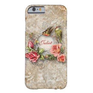Capa Barely There Para iPhone 6 Flores Vintage e Aves Personalizadas