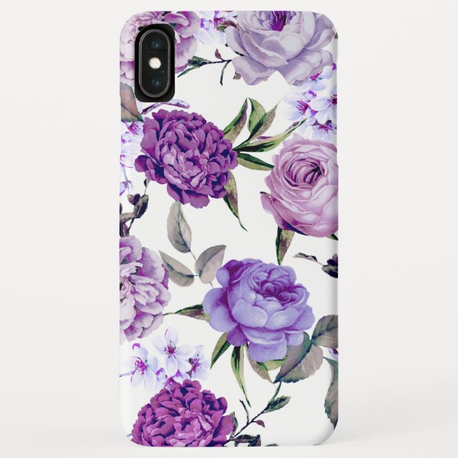 Capa Para iPhone, Case-Mate Flores violetas femininos elegantes do roxo do (Verso)