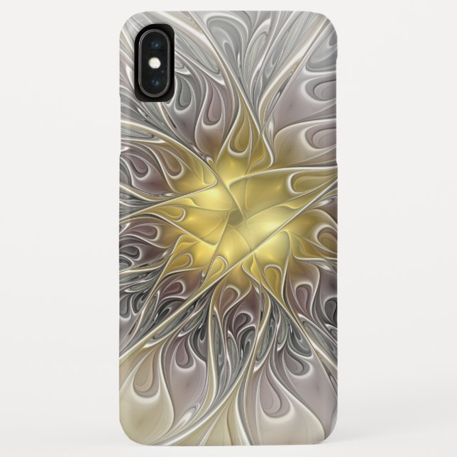 Capa Para iPhone, Case-Mate Florescer Com Flor Fractal Abstrata Moderna Dourad (Verso)