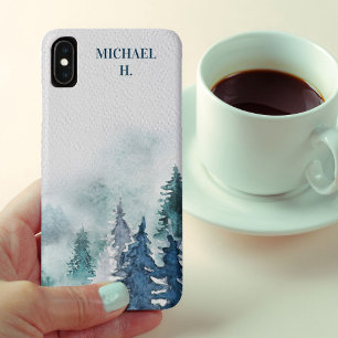 Capa Para iPhone Da Case-Mate Floresta de inverno - Cor de Água Personalizada