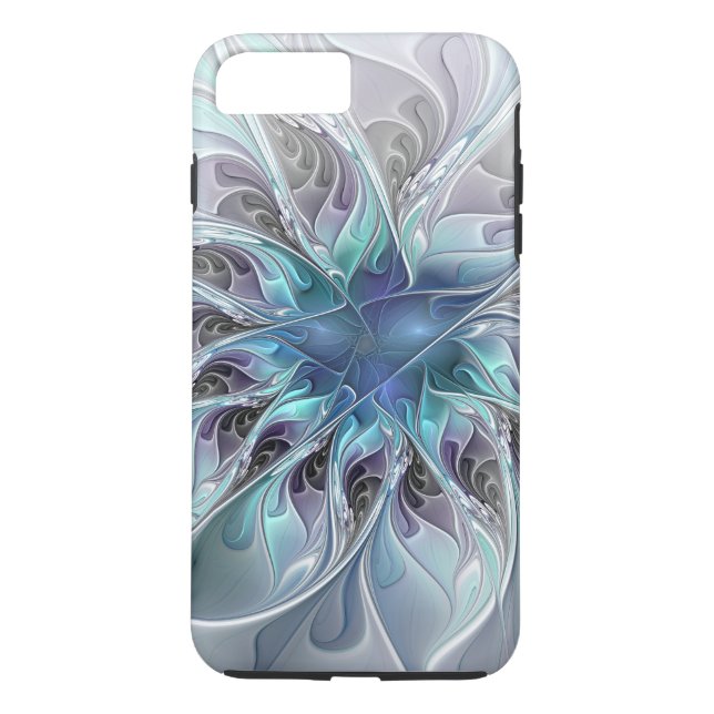 Capa Para iPhone, Case-Mate Flourar Abstrato Moderno Flor Fractal Com Azul (Verso)