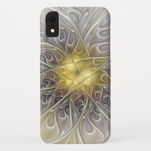 Capa Para iPhone Da Case-Mate Flourish com a flor abstrata moderna Dourado do