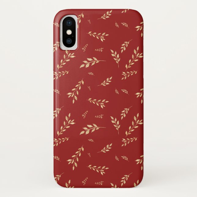 Capa Para iPhone, Case-Mate Folha de Ouro Elegante Chic deixa vermelha (Verso)