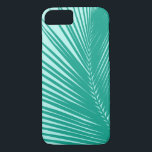 Capa iPhone 8/7 Folha de palma - Turquesa e aqua<br><div class="desc">Silhueta de folhas de palmeira turquesa/pavão contra fundo aquamarino leve</div>