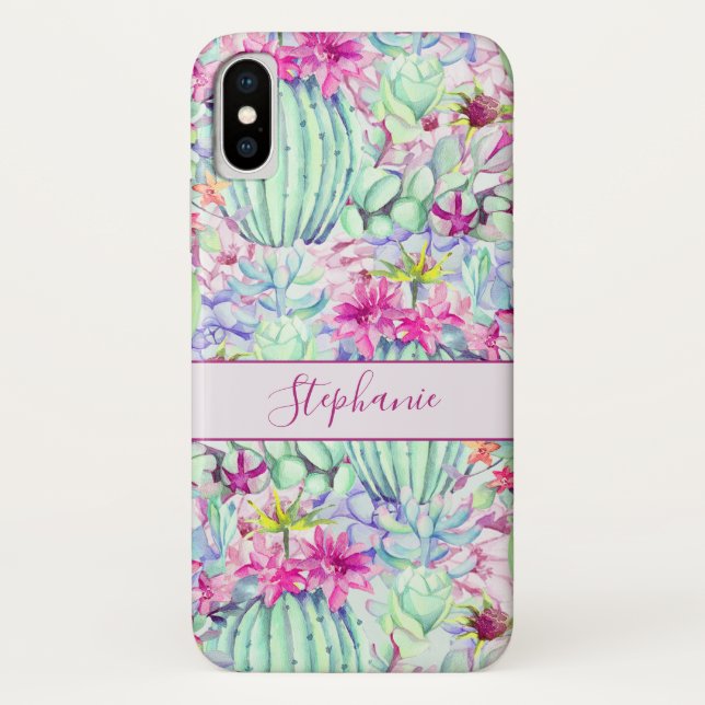 Capa Para iPhone, Case-Mate Folhagem Floral Suculente Cactus Personalizada (Verso)