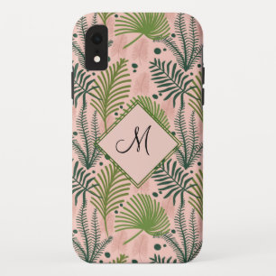Capa Para iPhone Da Case-Mate Folhas de vegetação botânica e Monograma cor-de-ro