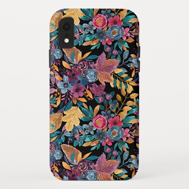 Capa Para iPhone, Case-Mate Folhas Florais Mistas Folhosas Berry Padrão de Aqu (Verso)