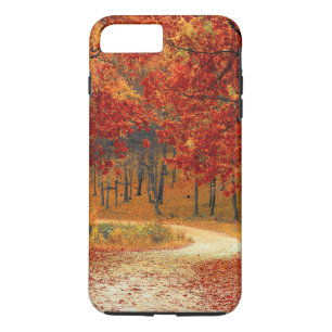 Capa iPhone 8 Plus/7 Plus Folhas vermelhas adoráveis