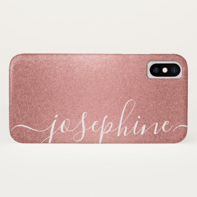 Capa Para iPhone, Case-Mate Fon Personalizado do Rosa Sparkle de Script Elegan (Verso (Horizontal))