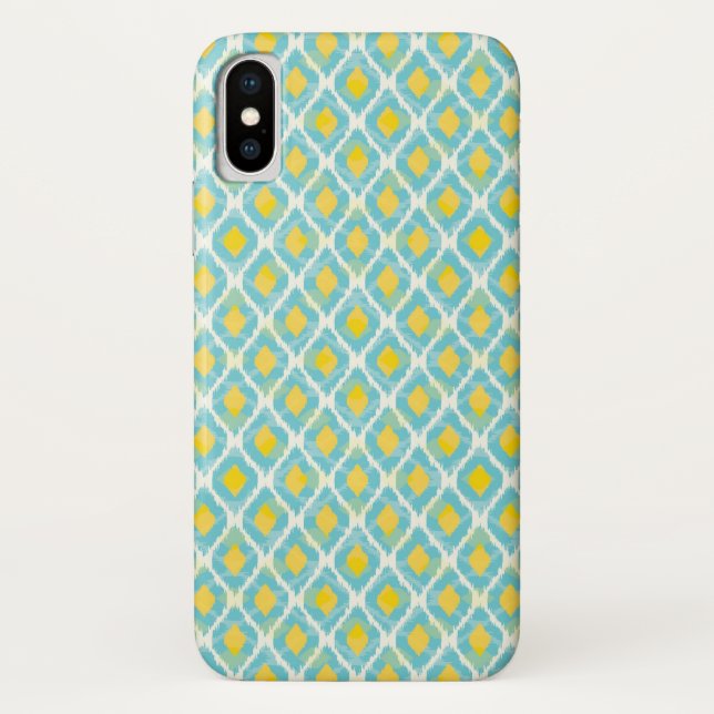 Capa Para iPhone, Case-Mate Forma amarela azul do ikat tribal moderno (Verso)