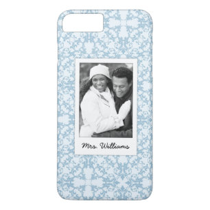 Capa Para iPhone Da Case-Mate Foto feita sob encomenda & damasco azul pálido