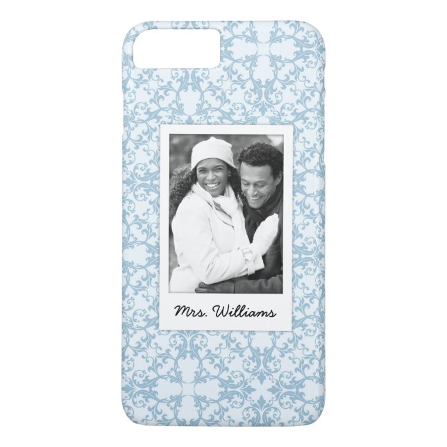 Capa Para iPhone, Case-Mate Foto feita sob encomenda & damasco azul pálido (Verso)