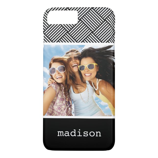 Capa Para iPhone, Case-Mate Foto personalizada & nome textura geométrica verif (Verso)