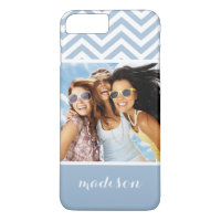 Fotografia personalizada e nome leve Blue Chevron